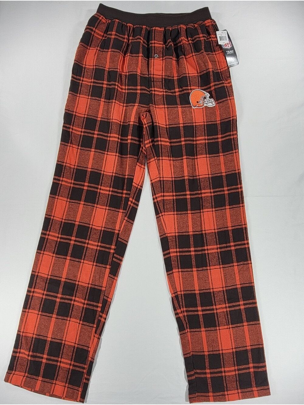 NEW NFL Team Apparel Cleveland Browns Pajama Pants Plaid Mens Small Brown Orange